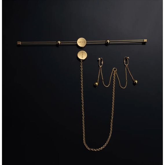 Затискачі для сосків з вібрацією UPKO Double Bar Vibration Nipple та кліторальний ланцюг, золотисті sexstyle | Зображення 4