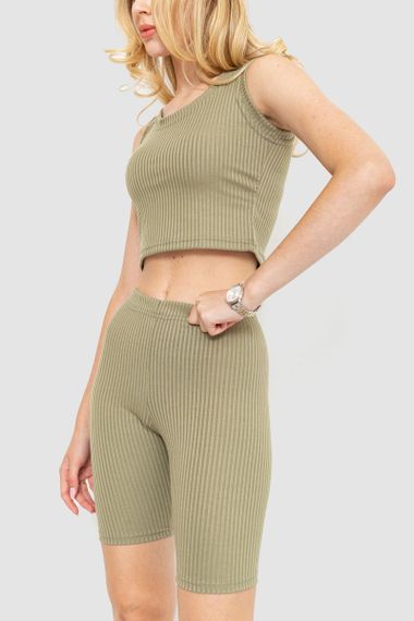 Костюм жіночий в рубчик повсякденний, колір оливковий, 214R700 | Зображення 2