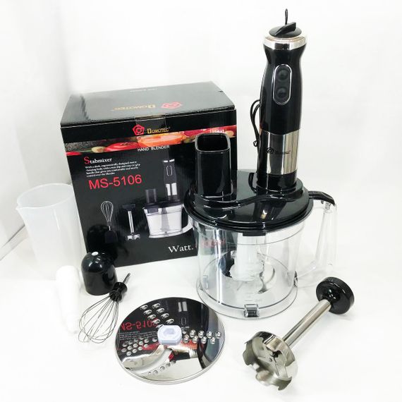 Блендер для кухні подрібнювач з чашею Domotec MS-5106 800 W, Кухонний занурювальний блендер з насадками UA-83 | Зображення 4