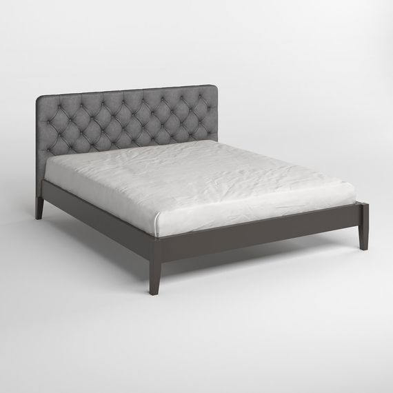 Двоспальне дерев'яне ліжко Mebigrand Рим ДК Графітовий (RAL9011) /Аляска 93 (Сірий) Б3 180х190 см (MBG-5114) | Зображення 1