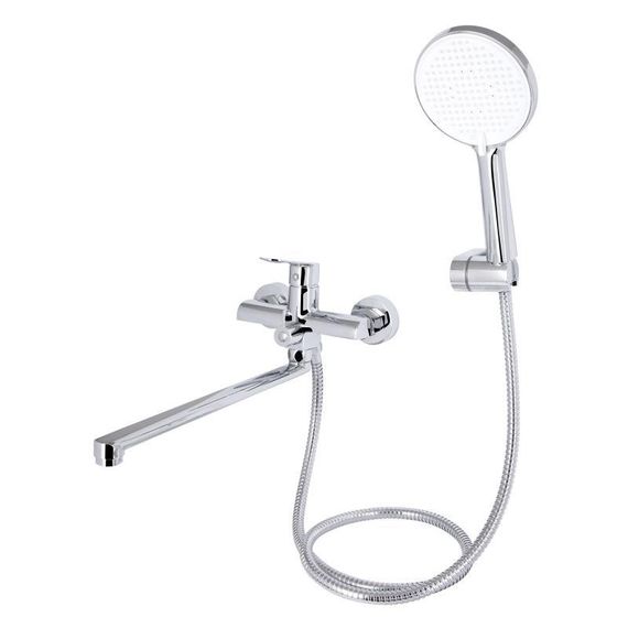 Смеситель для ванны Qtap Evia с длинным поворотным изливом (c душевым гарнитуром) QTEVI260CRM47579 Chrome | Зображення 2