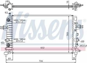 Радіатор охолодження двигуна OPEL ASTRA, OPEL ZAFIRA, NISSENS (630702)