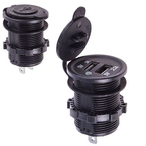 Автомобільний зарядний пристрій 2 USB 12-24V урізне в планку