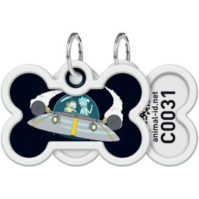 Адресник для животных WAUDOG Smart ID с QR паспортом "Рик и Морти 1", кость 40х28 мм (231-0280)
