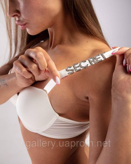 Білий комплект жіночої спідньої білизни Victoria's Secret Модель Букви Стрази Вікторія Сікрет 75В | Зображення 9
