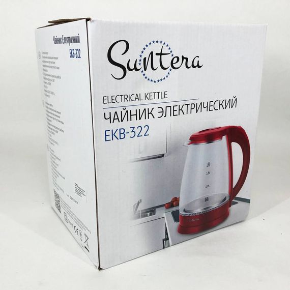 Стеклянные электрические чайники с подсветкой Suntera EKB-322B 1500 Вт чайники с подсветкой. Цвет: черный | Зображення 7