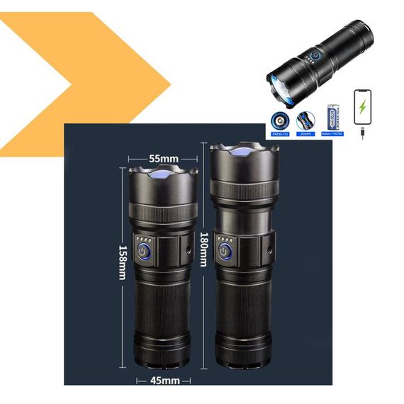 Ліхтар AK180 WHITE LASER LED PM30-TG Power Bank, ЗУ Type-C, zoom, 5 фільтрів (47476-AK180_494) | Зображення 1