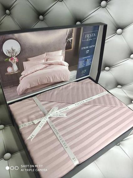 Постельное белье Fiesta line pudra Сатин-страйп Хлопок Евро размер (4 наволочки)