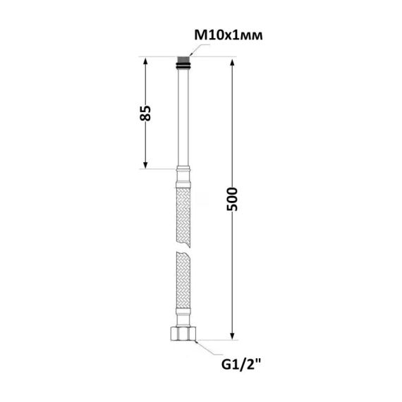 Thermo Alliance Forte Шланг для води, неіржавке обплетення в силіконі М10х50 см довгий (пара) SF380W50L | Зображення 1