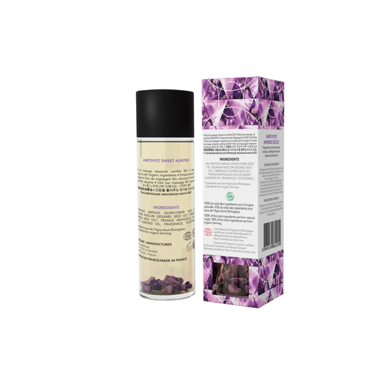 Масажна олія EXSENS Amethyst Sweet Almond (розслаблювальна, з аметистом) 100мл, натуральна | Зображення 1