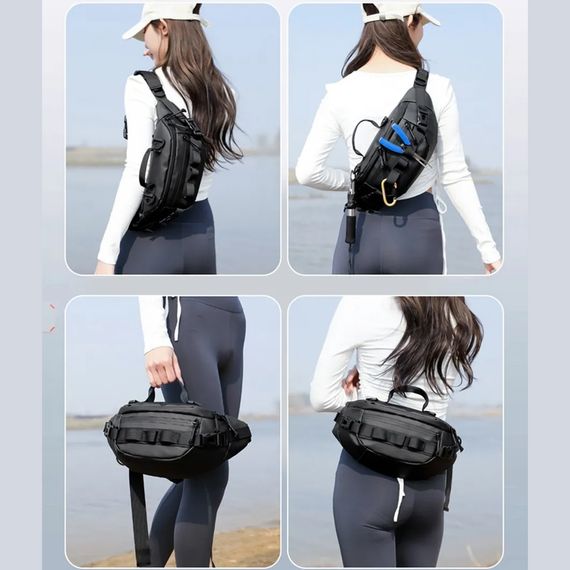 Елегантна чоловіча бананка на пояс, Бананка унісекс, Поясна сумка на дві кишені Сумки пояс SZ-42 | Зображення 3