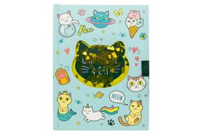 Блокнот на замочку з ручкою Котики W361961-A 19x20x25см, 70g, 56 л