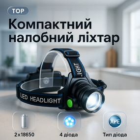 Потужний налобний ліхтар для риболовлі, Наголовний ліхтар, Налобний ліхтарик з захистом від вологи CH-41