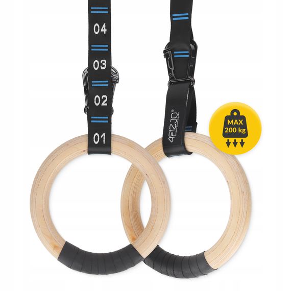 Гімнастичні кільця 4FIZJO дерев'яні, регульовані Black/Blue (P-5905973402743) | Зображення 3
