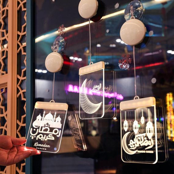 Декоративна LED лампа Ramadan, набір 2шт, на батарейках, прикраса на стіну або вікно Рамадан | Зображення 2
