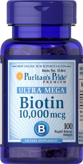 Біотин, Biotin, Puritan&#039;s Pride, 10.000 мкг, 100 капсул