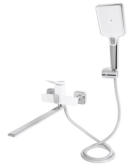 Змішувач для ванни Qtap Presto з душовим гарнітуром Chrome/White QTPRE2601CRW45578 | Зображення 1