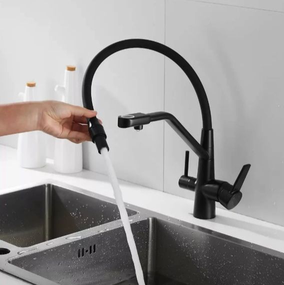 Змішувач для кухні WEZER з підлкюченням до фільтру INX4A-08-BLACK | Зображення 2