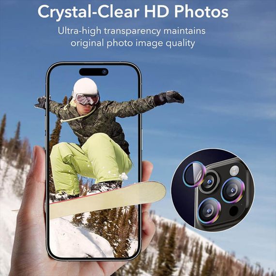 Захисне скло Metal Classic на камеру (у упак.) для Apple iPhone 15 Pro (6.1") / 15 Pro Max (6.7") Бузковий / Rainbow | Зображення 4
