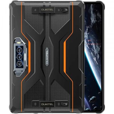 Планшет OUKITEL RT8 6/256GB Dual Sim Black-Orange with hand (6931940756396) | Зображення 1