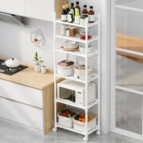 Полка этажерка TVT-02 6 ярусов 170х42х32см Белая | Зображення 1