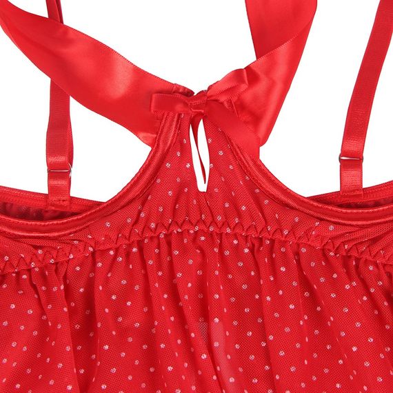 Пеньюар у горошок з бантами на грудях Star Night та стрінги в комплекті, червоний, XS/S sexstyle | Зображення 4