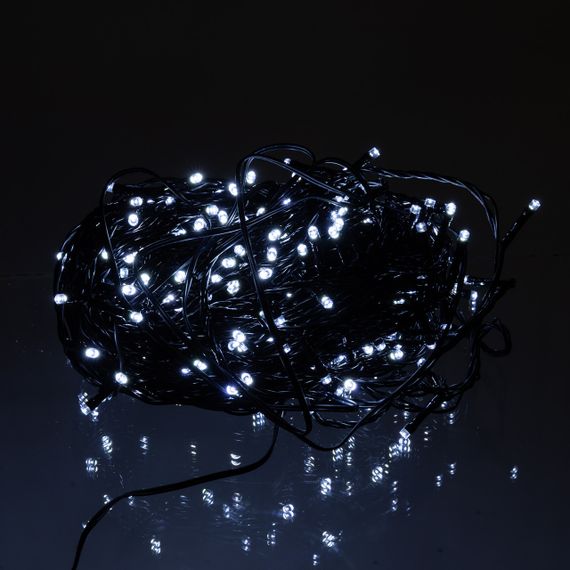 Новорічна гірлянда вулична 30 м 300 LED з сонячною батареєю чорний провід Білий SB300L30MBW