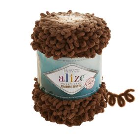 ALIZE PUFFY FINE OMBRE BATIK 7262 коричнева алізе пуфі файн омбре батік плюшева пряжа