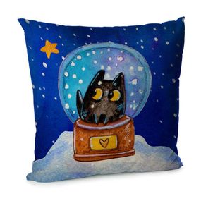 Подушка диванна з оксамиту Котик в шаре 45x45 см (45BP_23NY003)