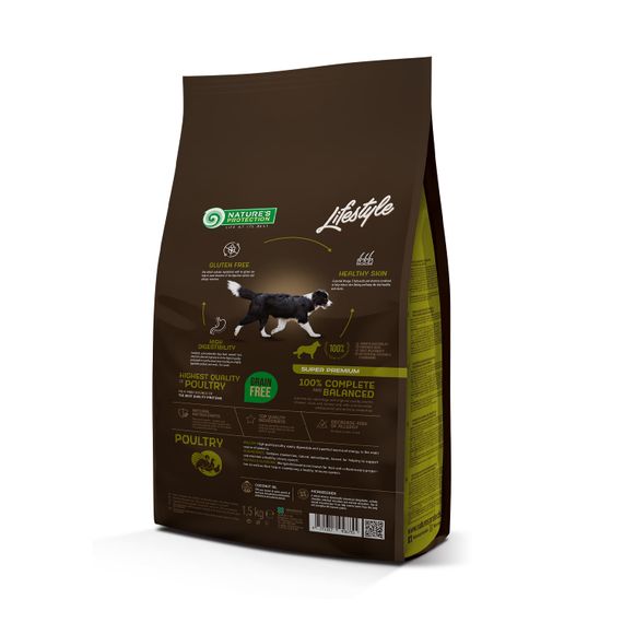 Сухий беззерновий корм з птицею для дорослих собак всіх порід Lifestyle Grain Free Poultry Adult All Breeds 1.5кг | Зображення 1