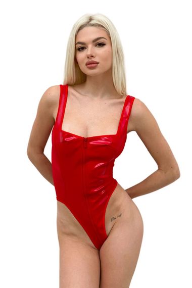 Боді під латекс із сіткою D&A SO7513, Червоний, День закоханих, XS, S, XS/S, Маленький розмір