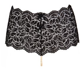 Мереживні трусики з високою талією та ниткою з перлів Bracli Culotte, Чорний, L, L