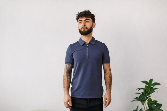 Мужское поло-футболка на пуговицах BD0046 цвет серый (графит), размер XL | Зображення 1