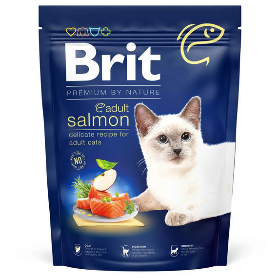 Сухий корм Brit Premium by Nature Cat Adult Salmon для дорослих котів лосось 300 г