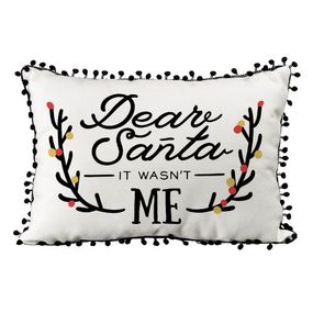Подушка из мешковины с помпонами Dear Santa it wasn`t me 45x32 см (43PHBP_22NG001)