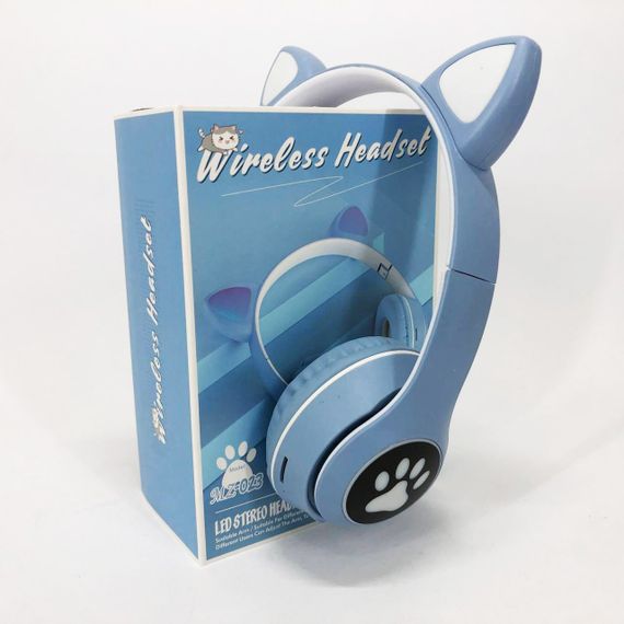 Беспроводные наушники с кошачьими ушками и RGB подсветкой Cat VZV 23M. Цвет: голубой | Зображення 7
