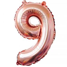 Фольгированная цифра 9 ("32)  розовая, 80 см