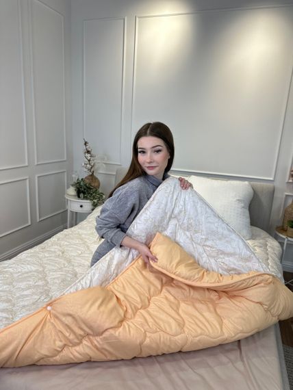 Ковдра євро подвійна 4 сезони з холлофайбера Arda 21554 195х215 см персикова | Зображення 5