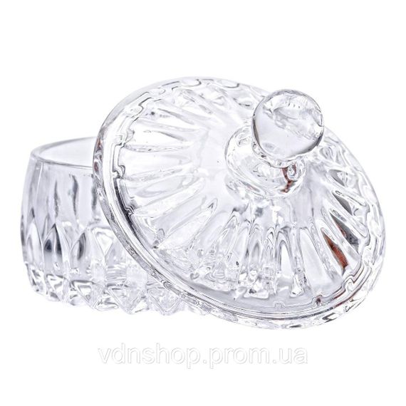 Конфетница с крышкой круглая стеклянная прозрачная HP-4-124 | Зображення 2