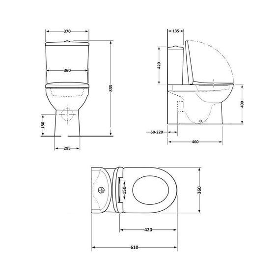 Унітаз-компакт Qtap Robin Ultra Quiet безобідковий із сидінням Soft-close QT13226089AW | Зображення 1