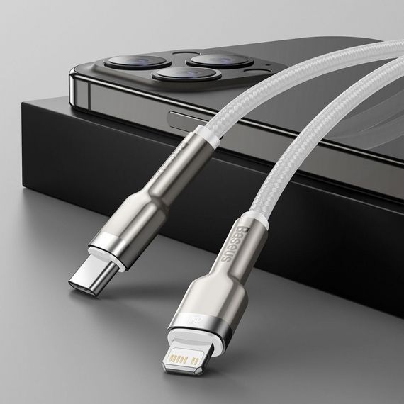 Кабель Baseus Cafule Type-C to Lightning PD 20W (1m), Білий, 1.0 м | Зображення 2