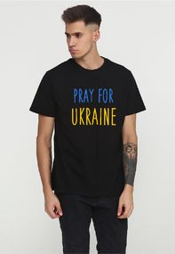 Футболка чоловіча чорна з принтом "Pray for Ukraine", M