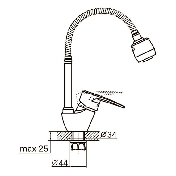 Змішувач ML Ø40 для кухні гусак гофрований на гайці AQUATICA (ML-4B644C) 9746120 | Зображення 1