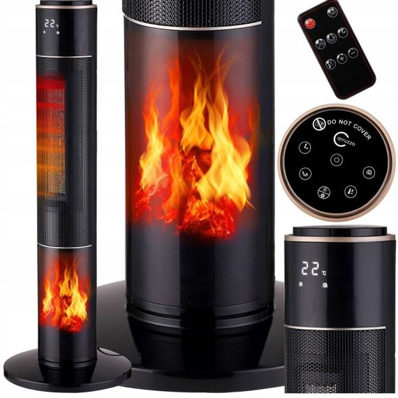 Колонний обігрівач з імітацією каміна та пультом ДУ Carruzzo Q20K 2000 Вт (47737-6983_1648) | Зображення 4