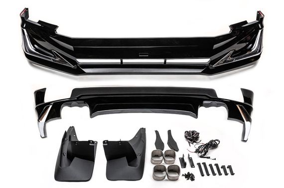 Накладки на передній і задній бампер Modelista V3-LED (2017-) Чорний колір для Toyota Land Cruiser Prado 150 | Зображення 3