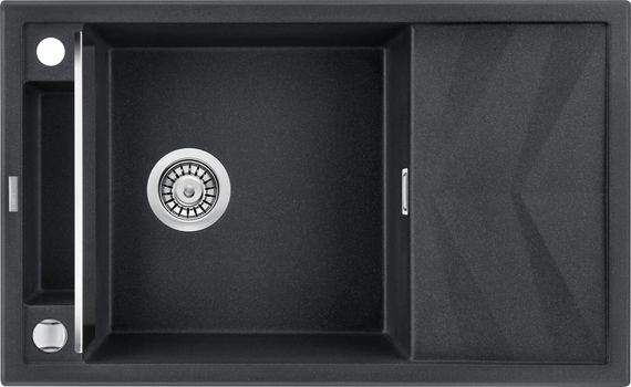 Мийка кухонна Deante Magnetic, граніт, прямокутник, з крилом, 820х500х219мм, чаша - 1, накладна, металічний графіт (ZRM_G113) | Зображення 2
