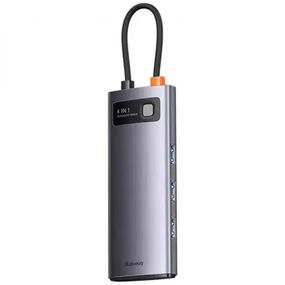 Перехідник HUB Baseus Metal Gleam Series 4-in-1 4xUSB3.0 (WKWG070013) Gray