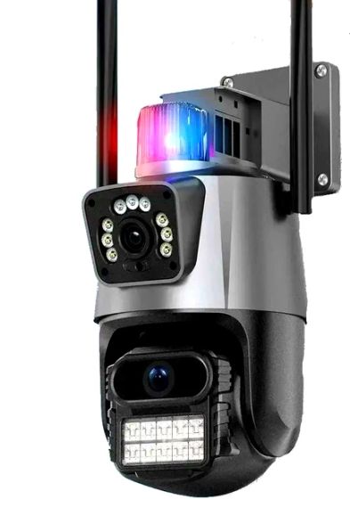 Уличная охранная поворотная WIFI камера  Dual Lens Zoom 8MP сирена, зум, iCSee удаленным доступом онлайн | Зображення 3