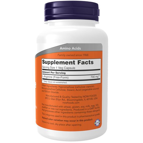 Аргинин NOW Foods L-Arginine 700 mg 180 vcaps | Зображення 1