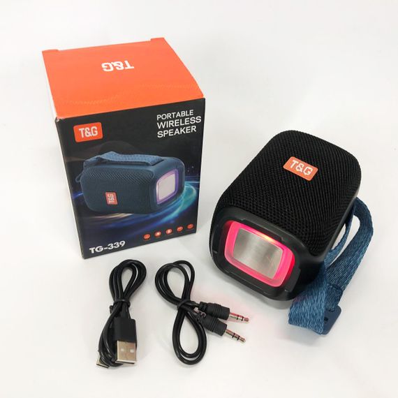 Портативна колонка Bluetooth TG339 5W з RGB підсвічуванням, Акумуляторна колонка для музики. Колір: чорний | Зображення 1